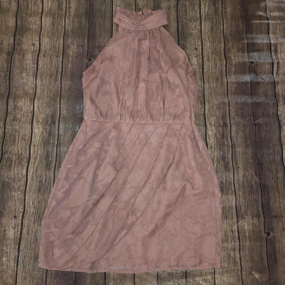 Altered Lulus Chic Demeanor Dress Women M Rose Floral Jacquard Halter‎ Mini